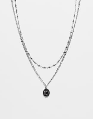 Reclaimed Vintage Reclaimed Vintage unisex stainless steel waterproof 2 row star necklace in silver
