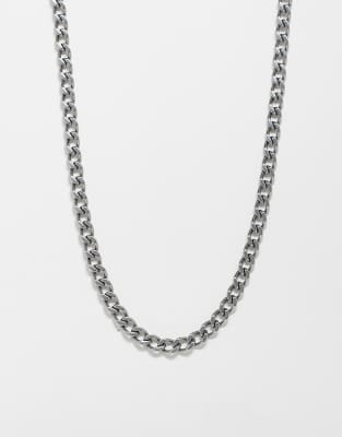 Reclaimed Vintage Unisex Stainless Steel Waterproof Everyday Chain Necklace In Silver