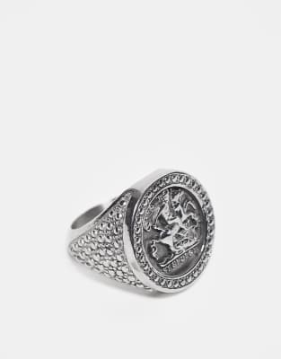Reclaimed Vintage unisex stainless steel waterproof signet ring in silver | ASOS