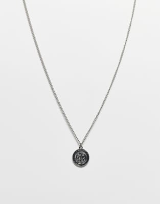 Reclaimed Vintage Unisex Stainless Steel Waterproof St Christopher Pendant Necklace In Silver