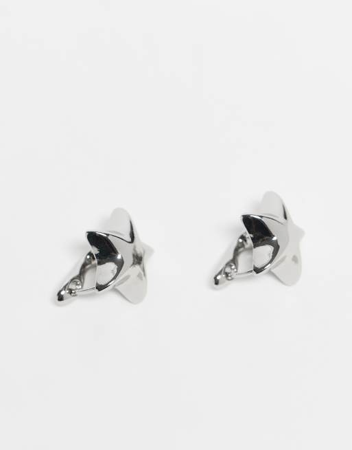 Reclaimed Vintage unisex star chubby hoop earring in silver, 2 of 3