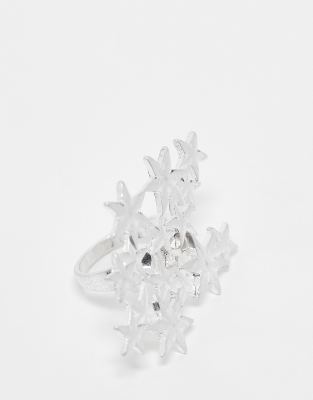 unisex star cluster ring in silver