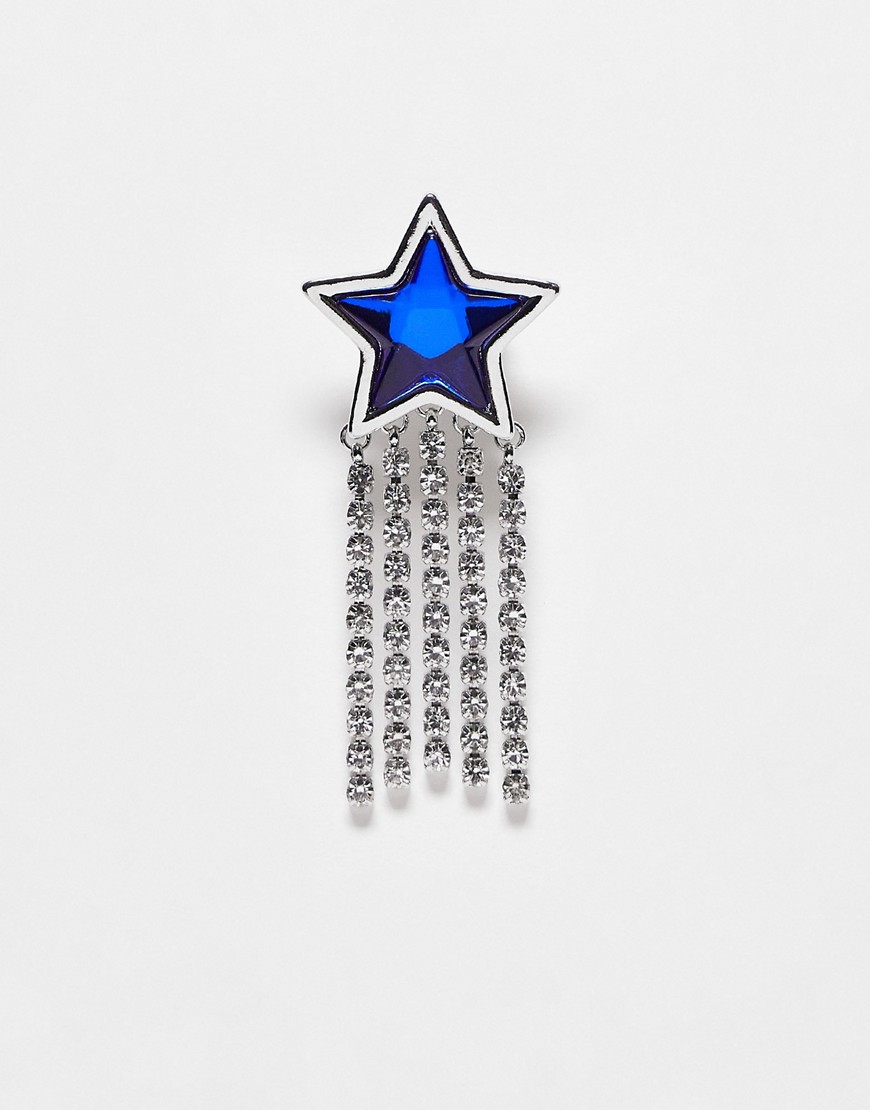 Reclaimed Vintage unisex star drop ear cuff in blue-Silver