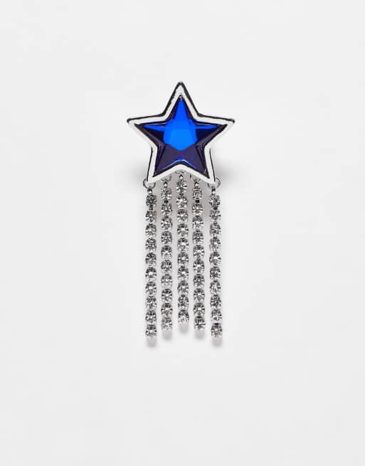Reclaimed Vintage unisex star drop ear cuff in blue