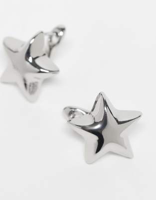 Reclaimed Vintage Unisex Star Hoop Earring In Silver