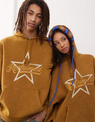 unisex star logo hoodie-Yellow