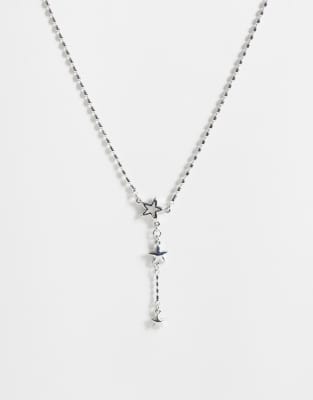 Reclaimed Vintage Unisex Star Pendant Necklace In Silver