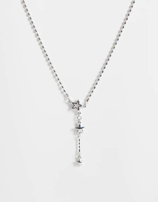 Reclaimed Vintage Unisex star pendant necklace in silver tone