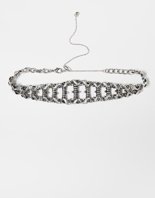 Reclaimed Vintage unisex statement chain choker in silver
