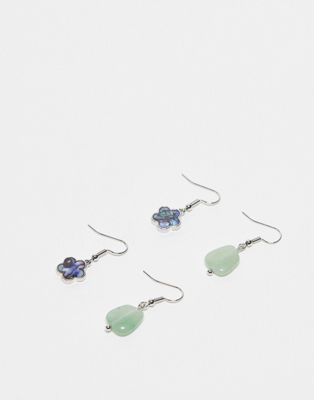 Reclaimed Vintage unisex stone drop earring pack