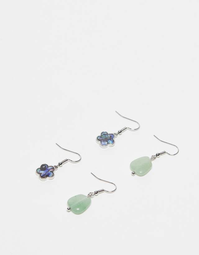 Reclaimed Vintage unisex stone drop earring pack