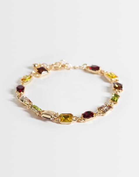 Reclaimed Vintage unisex stone set bracelet in multi color - view 1