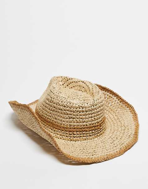 Reclaimed Vintage unisex straw cowboy hat in beige and brown - view 1