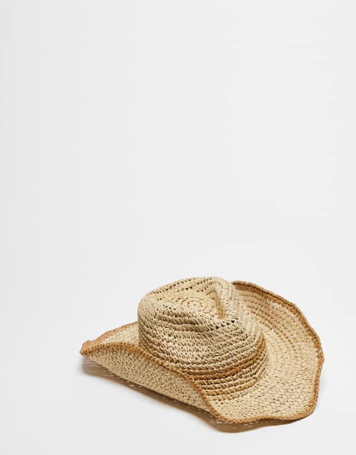 Reclaimed Vintage unisex straw cowboy hat in beige and brown