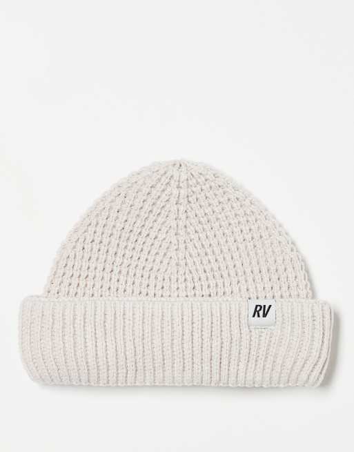 Reclaimed Vintage – Unisex-Strickmütze in Ecru mit Waffelstruktur