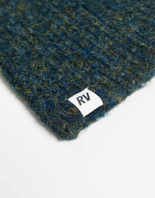 Reclaimed Vintage – Unisex-Strickmütze in Petrol mit Marken-Aufnäher, 2 von 3