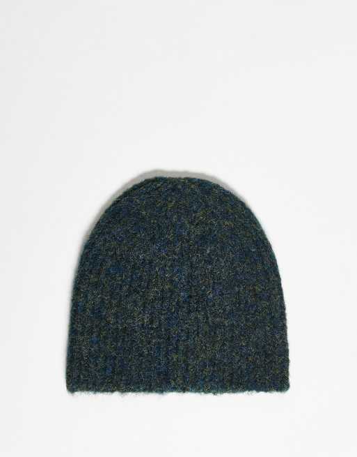 Reclaimed Vintage – Unisex-Strickmütze in Petrol mit Marken-Aufnäher, 3 von 3