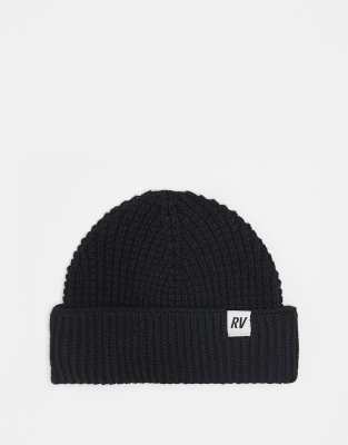 Reclaimed Vintage - Unisex-Strickmütze in Schwarz mit Waffelstruktur