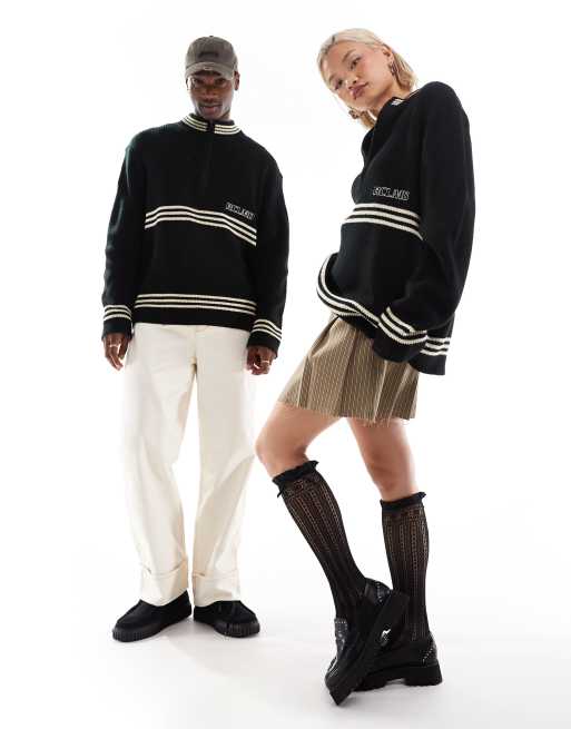 Reclaimed Vintage - Unisex - Striktrøje med lynlås og stribede detaljer, 3 af 4