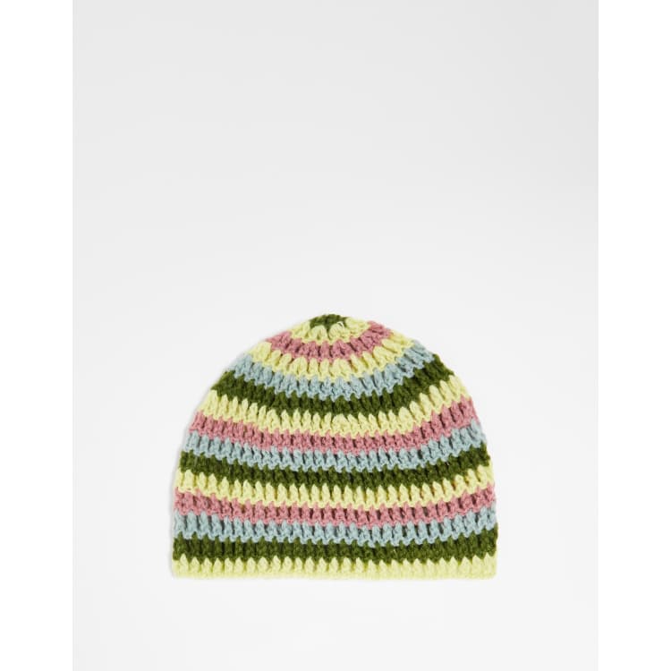お買い得！！★ ロエベ CROCHET HAT STRIPES★ Crochet hat in cotton and calfskin Multicolor - LOEWE