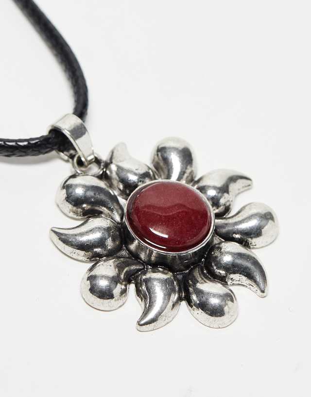 Reclaimed Vintage unisex sun pendant necklace on cord 1