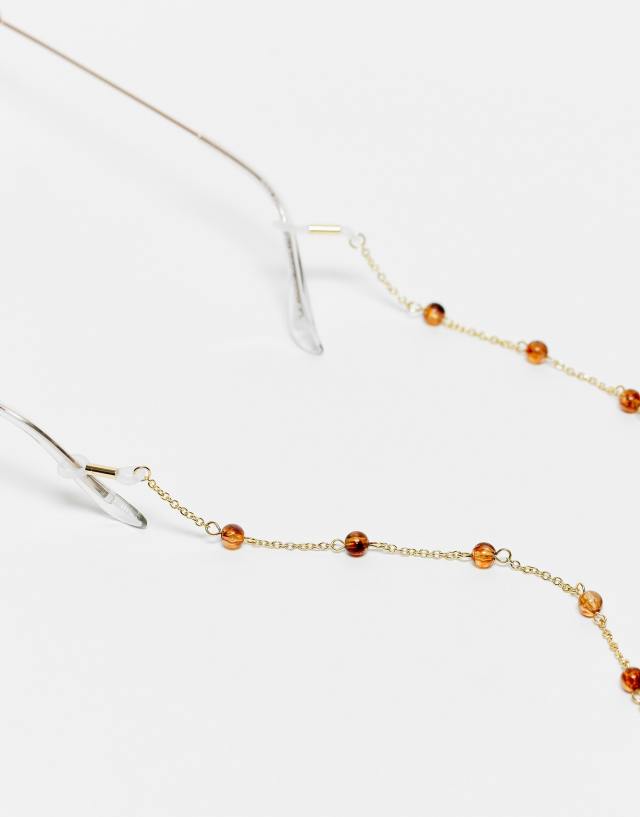 Reclaimed Vintage unisex sunglasses chain with amber beads