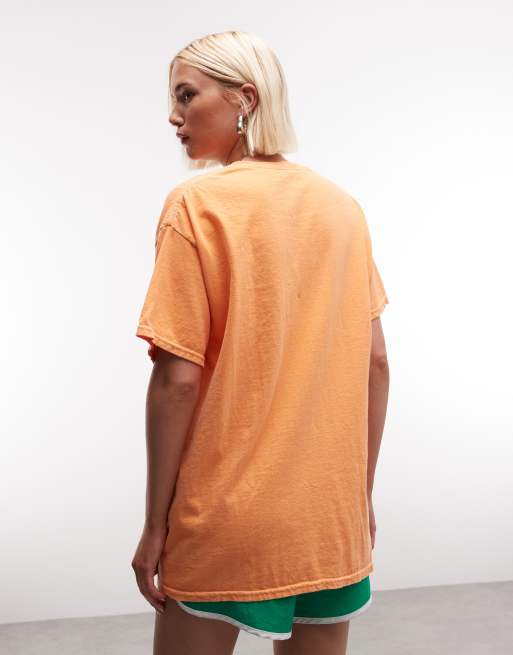 Reclaimed Vintage unisex surf graphic t-shirt in orange, 3 of 4