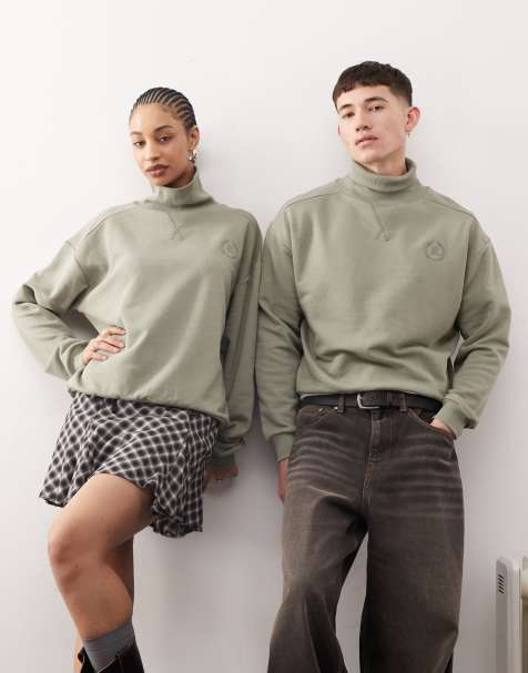 Reclaimed Vintage - Unisex sweatshirt met opstaande boord in kaki - view 1