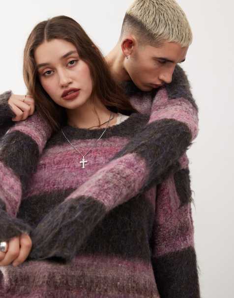 Reclaimed Vintage unisex oversized jumper in mixed twist stripe