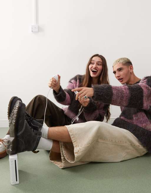 Reclaimed Vintage Unisex – Sweter oversize we wzór w paski, 3 z 4