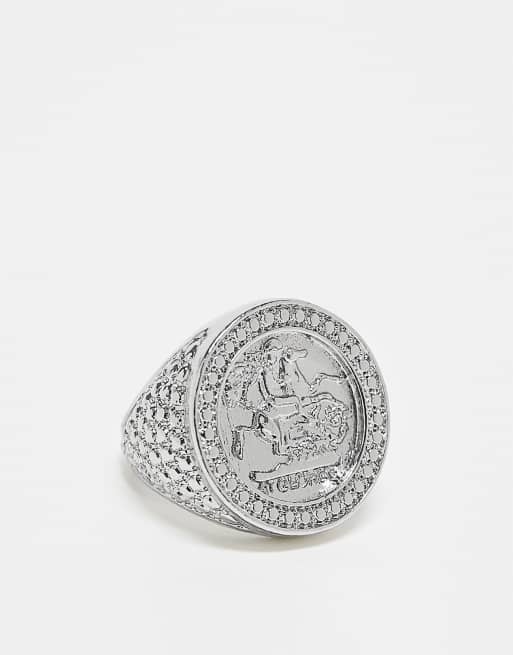 Reclaimed Vintage Unisex – Sygnet w srebrnym kolorze