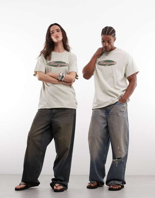 Reclaimed Vintage Unisex-T-Shirt in gewaschenem Ecru, Margate, 2 von 4