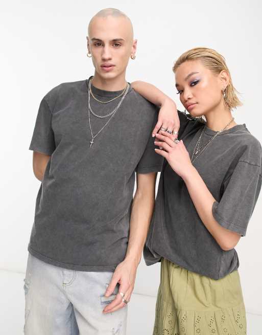 Reclaimed unisex T-shirt in washed charcoal | ASOS