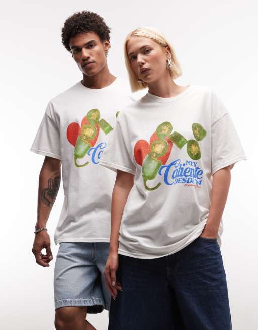 Reclaimed Vintage – Unisex-T-Shirt in Weiß mit Chili-Grafikprint