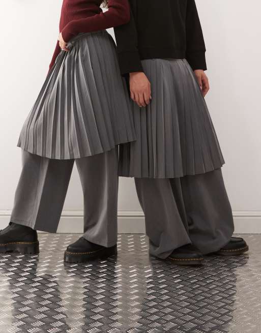 Reclaimed Vintage Unisex tailored skirt pants in gray