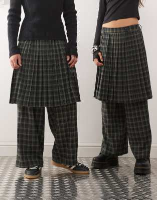 Reclaimed Vintage Unisex Tailored Skirt Pants In Blue