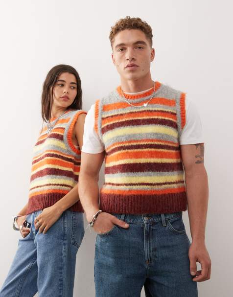 Reclaimed Vintage - Unisex - Tanktop i lodden strik med forskellige striber - view 1