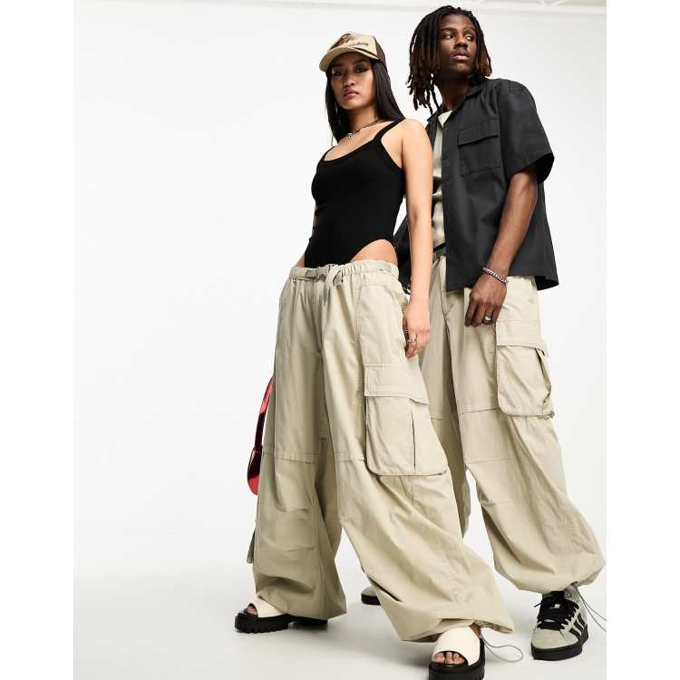 ぶ*う様 00s rip dead stock parachute cargo Harajuku Oversized Cargo Parachute Pants Men Streetwear