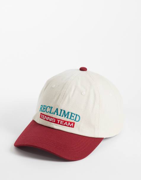 Reclaimed Vintage unisex tennis cap in cream and burgundy