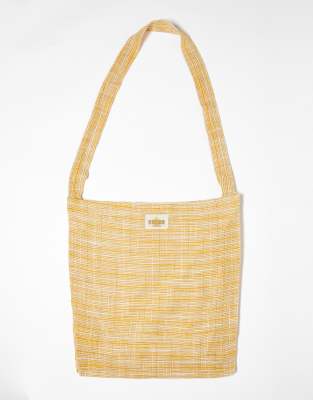 Reclaimed Vintage unisex textured sling tote in multi