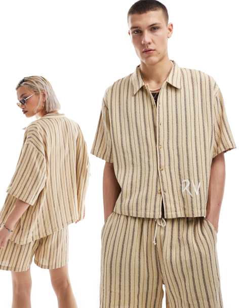 Reclaimed Vintage unisex textured stripe shirt co-ord - view 1
