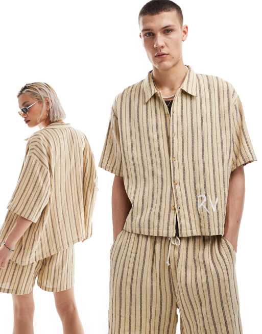 Reclaimed Vintage unisex textured striped shirt - part of a set