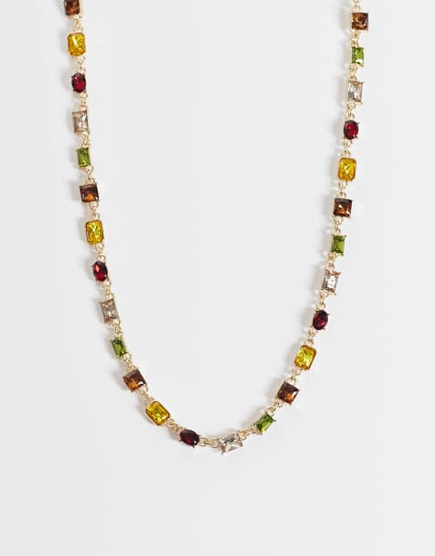 Reclaimed Vintage unisex tone set necklace in multi colour - view 1