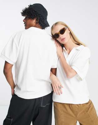 Reclaimed Vintage unisex towelling polo in white  - ASOS Price Checker