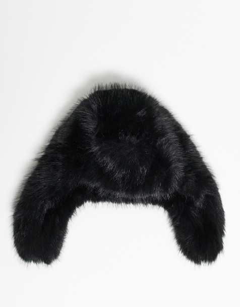 Reclaimed Vintage unisex trapper hat in black faxu fur - view 1