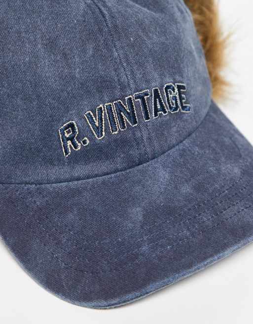 Reclaimed Vintage unisex trapper hat with brown faux fur in mid blue denim