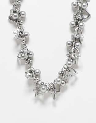 Reclaimed Vintage Unisex Ultimate Charm Necklace In Silver