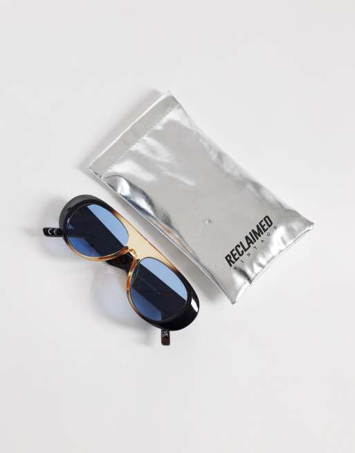 Reclaimed Vintage unisex visor aviator with dark blue lens in ombre grey, 3 of 3