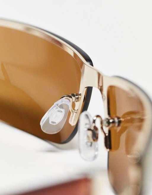 Reclaimed Vintage – Unisex – Visor-Sonnenbrille in Braun im Stil der Nullerjahre, 3 von 4