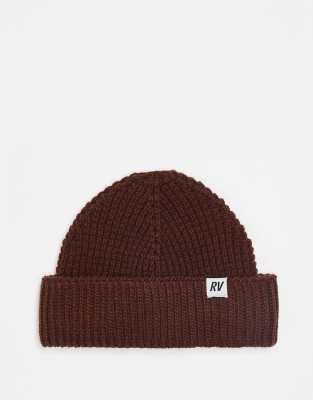 Reclaimed Vintage Unisex Waffle Beanie In Brown